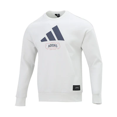 adidas St Crewgfx Grey White Pullover Crewneck Sweatshirt Long Sleeve HE7465