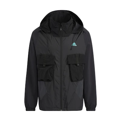 adidas St Energy Multi-Pocket Sports Jacket Black with Logo Print HR4443