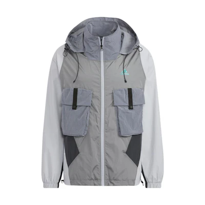 adidas St Energy Multi-Pocket Zip Hoodie Jacket Mens Light Silver HR4444
