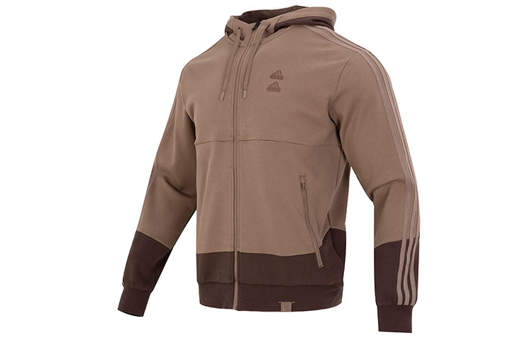 adidas ST GZ MH KN Brown Three-Stripes Casual Hoodie Jacket IA6966