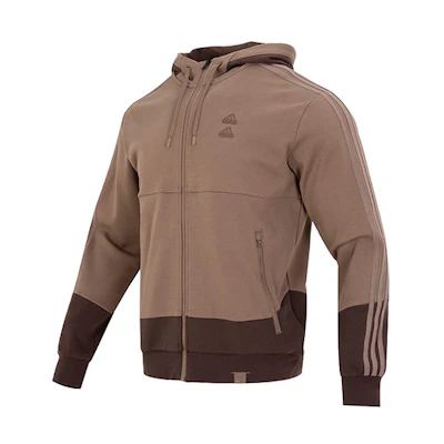 adidas ST GZ MH KN Brown Three-Stripes Casual Hoodie Jacket IA6966