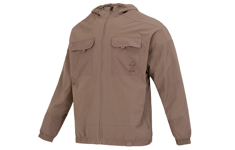 adidas St Gz Mh Wv Hooded Jacket Brown Loose-Fit with Chest Pocket Logo IA6961