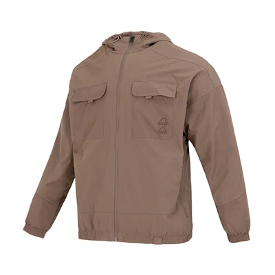 adidas St Gz Mh Wv Hooded Jacket Brown Loose-Fit with Chest Pocket Logo IA6961
