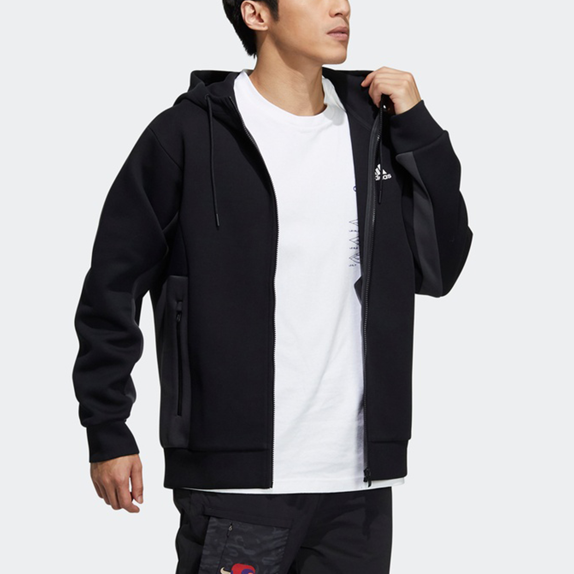 Details for adidas ST Knit Spacer Logo Jacket Black Hoodie Sportswear H39239