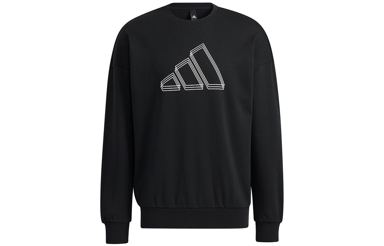 adidas ST Logo Sweat Black Crewneck Sweatshirt with Overlapping Logo Design H39359