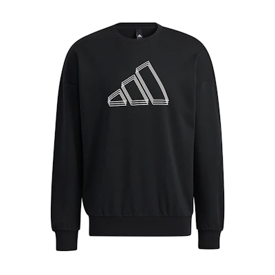adidas ST Logo Sweat Black Crewneck Sweatshirt with Overlapping Logo Design H39359