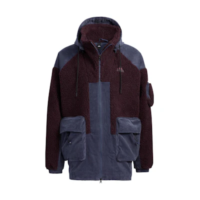 adidas St Patch Logo Print Velvet Hooded Jacket Men’s Dark Burgundy Purple HN9018