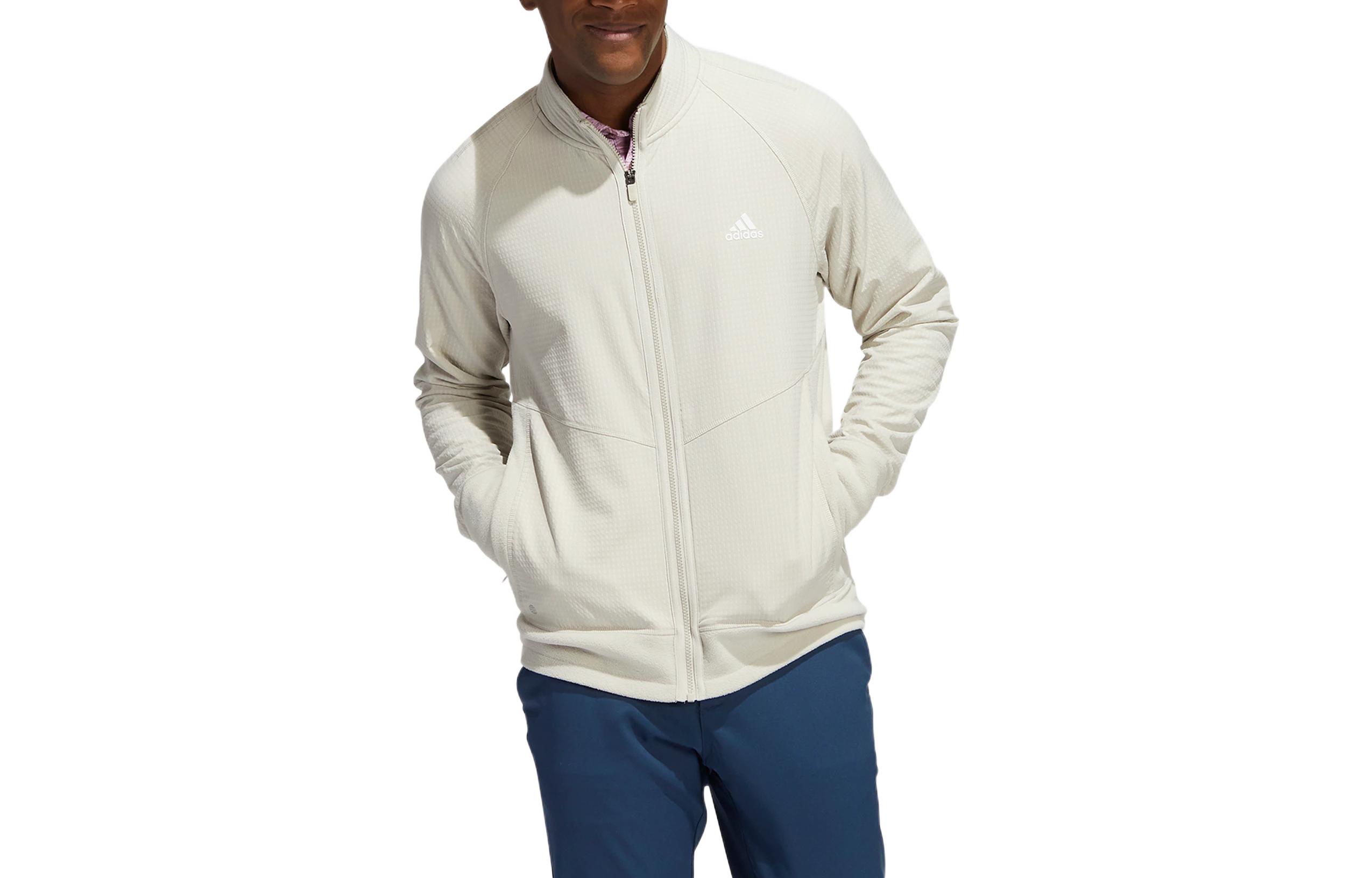 adidas Stmnt Full Zip Jacket White Minimal Logo Long Sleeve Outerwear HM7376