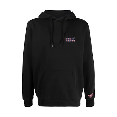 adidas Stoked Trefoil Logo Graphic Hoodie Black Long Sleeve HC7153