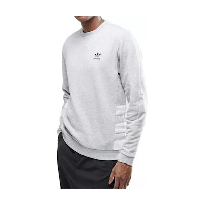 adidas Street Modern Crew Grey Striped Print Pullover Sweatshirt AY9201
