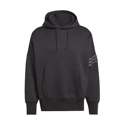 adidas Street Neuclassics Hoodie Black Loose Fit with Sleeve Stripes IP3286