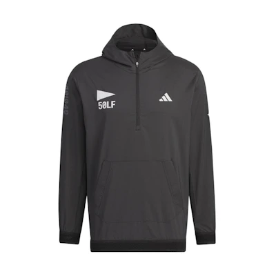 adidas Stretch Half-Zip Logo Hoodie Jacket - Black IN9007