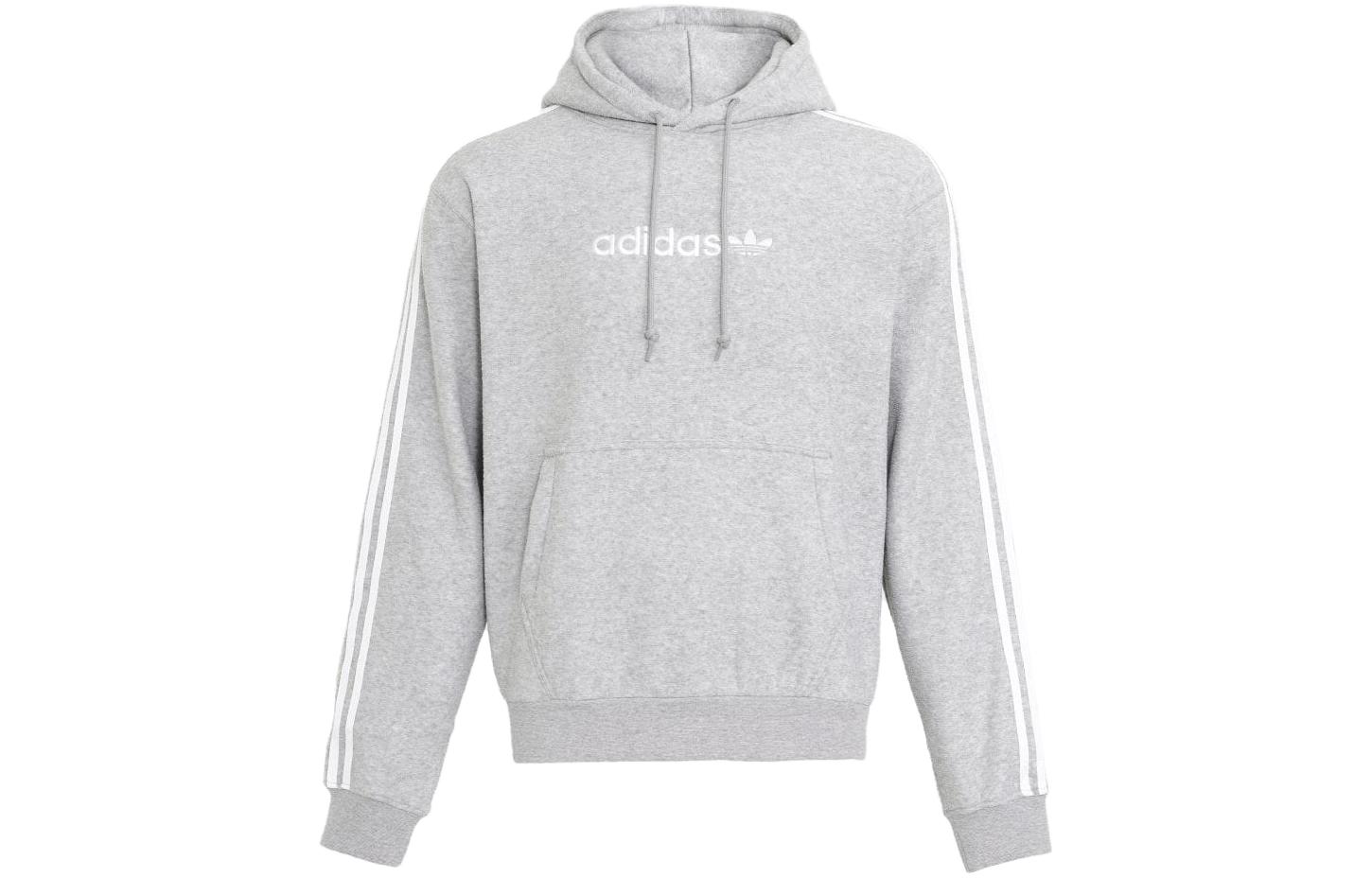 adidas Stripe Hoodie Gray Long Sleeve Fitted Sweater H31237-JAPAN