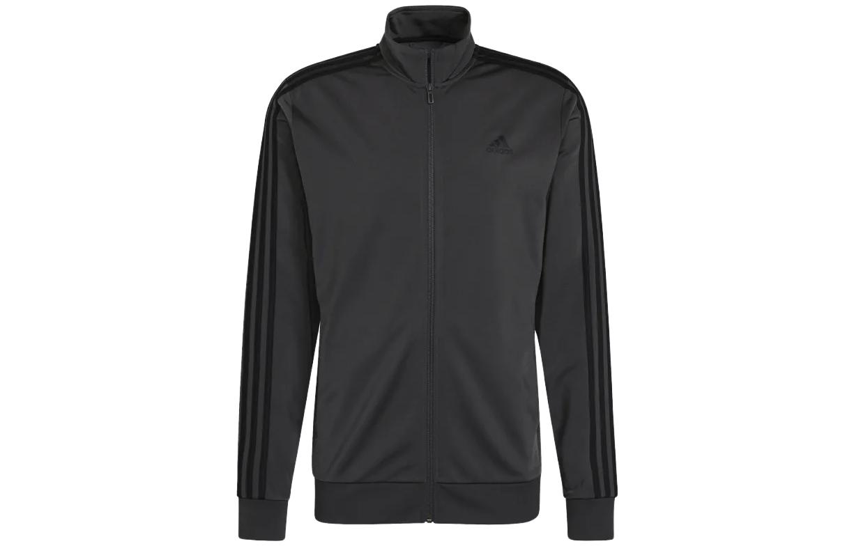 adidas Stripe Logo Print Zip-Up Jacket Gray/Black H46103