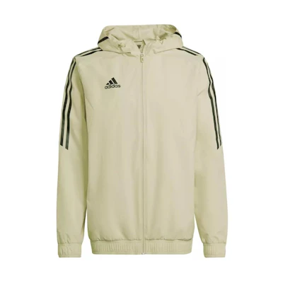 adidas Stripe Training Zip Hoodie Jacket Ivory Brown HD2291