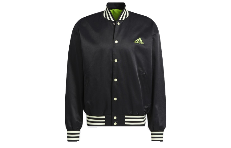adidas Striped Baseball Track Jacket Black HB5439