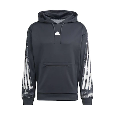 adidas Striped Camo Print Loose Hoodie Long Sleeve - Dark Gray IB6126