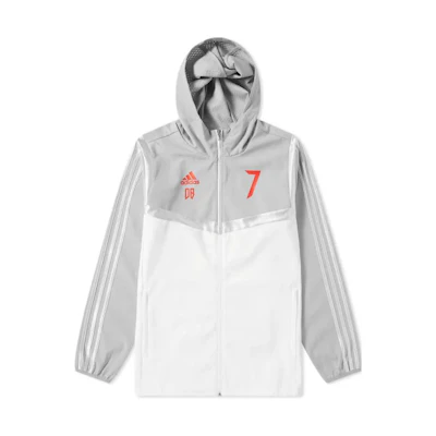 adidas Striped Color Block Logo Zip Hoodie Jacket Light Grey DZ7310