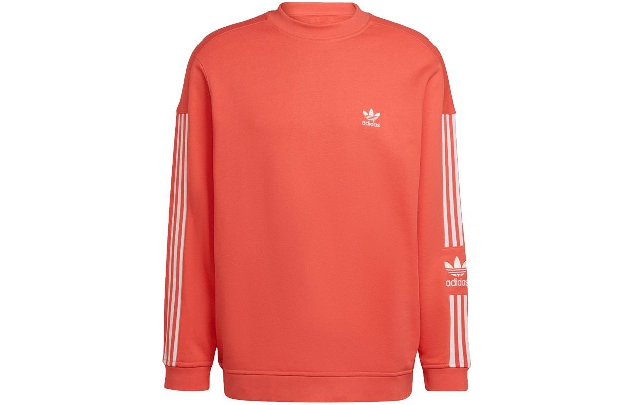 adidas Striped Crewneck Pullover Sweatshirt Orange - Unisex Casual Sportswear HC1996