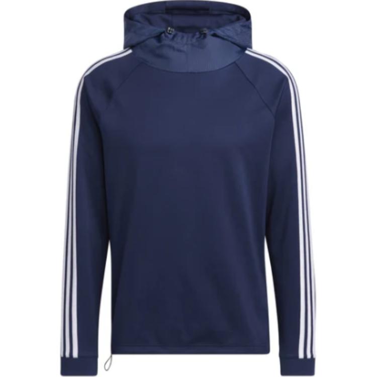 adidas Striped Fitted Hoodie Navy Blue Long Sleeve HS4813