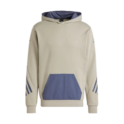 adidas Striped Logo Patchwork Hoodie Sweatshirt - Khaki IB6365