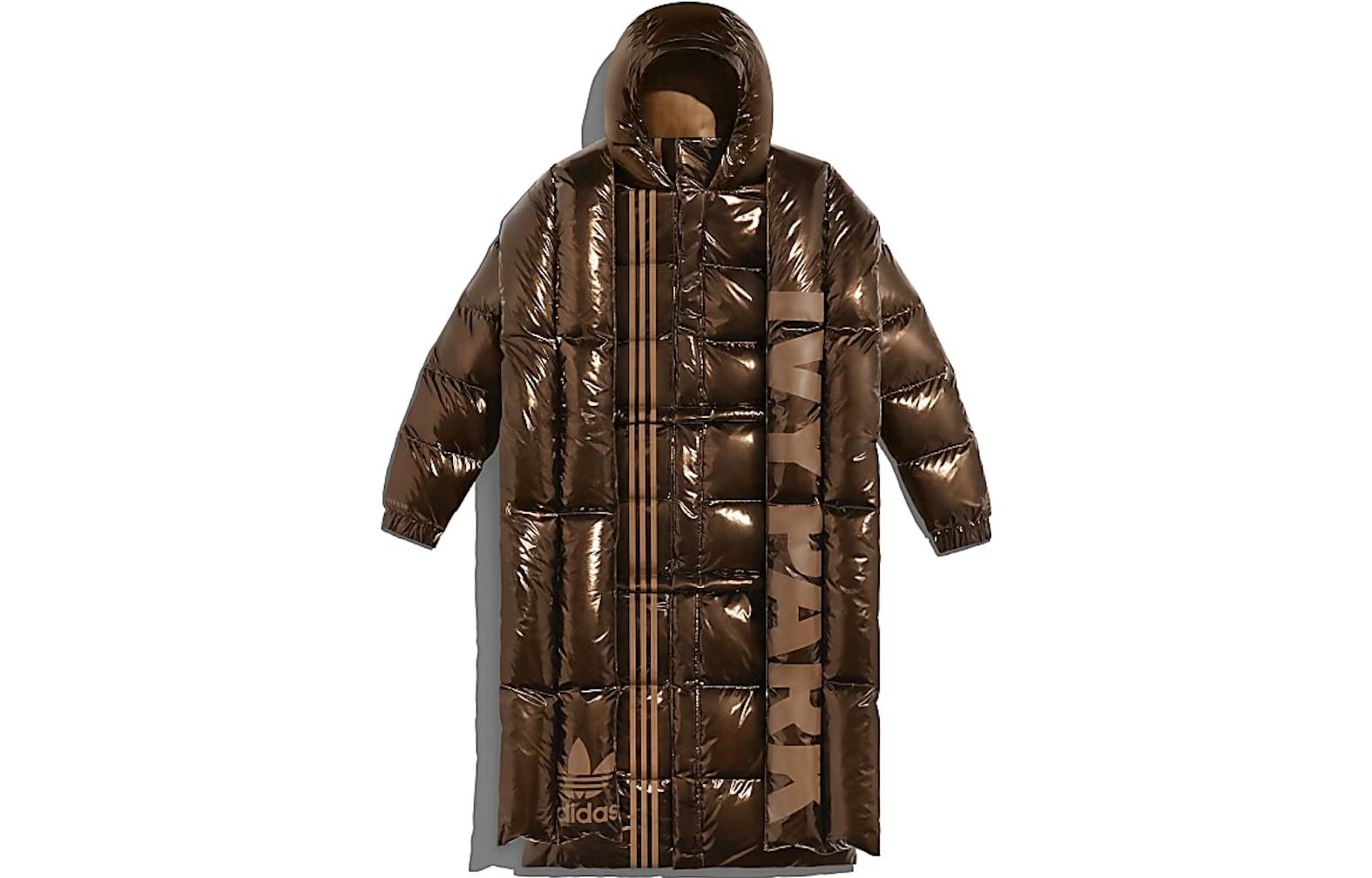 adidas Striped Logo Print Down Puffer Jacket Brown - adidas-ivypark-jacket2