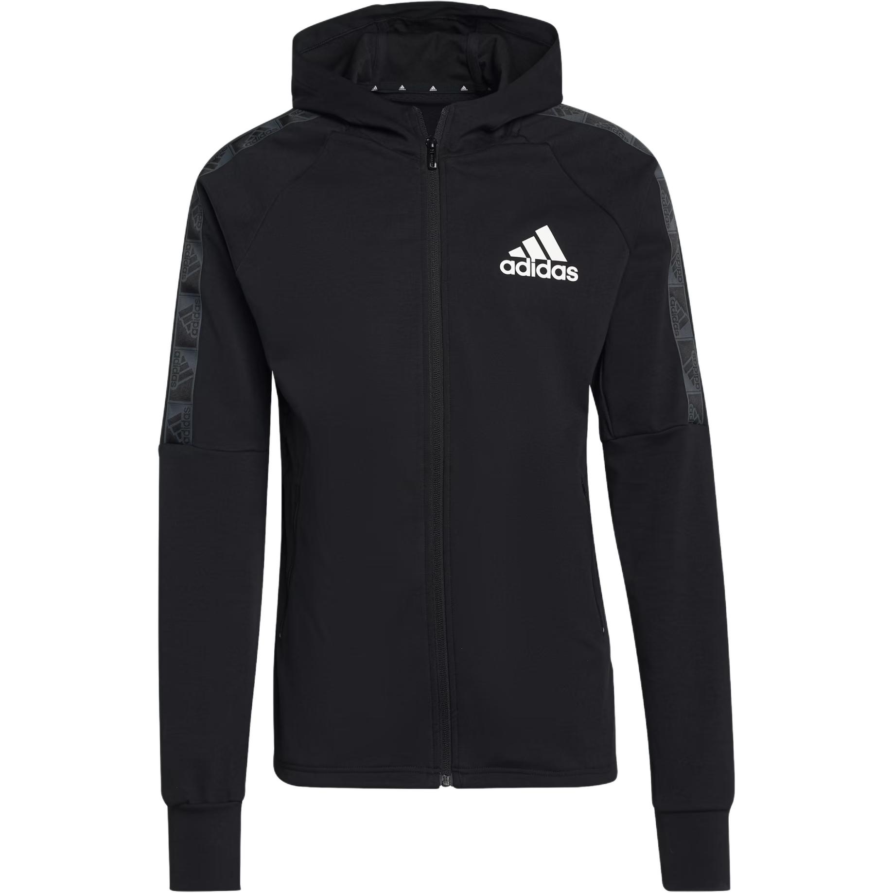 adidas Striped Logo Print Zip-Up Hoodie Jacket GV5302