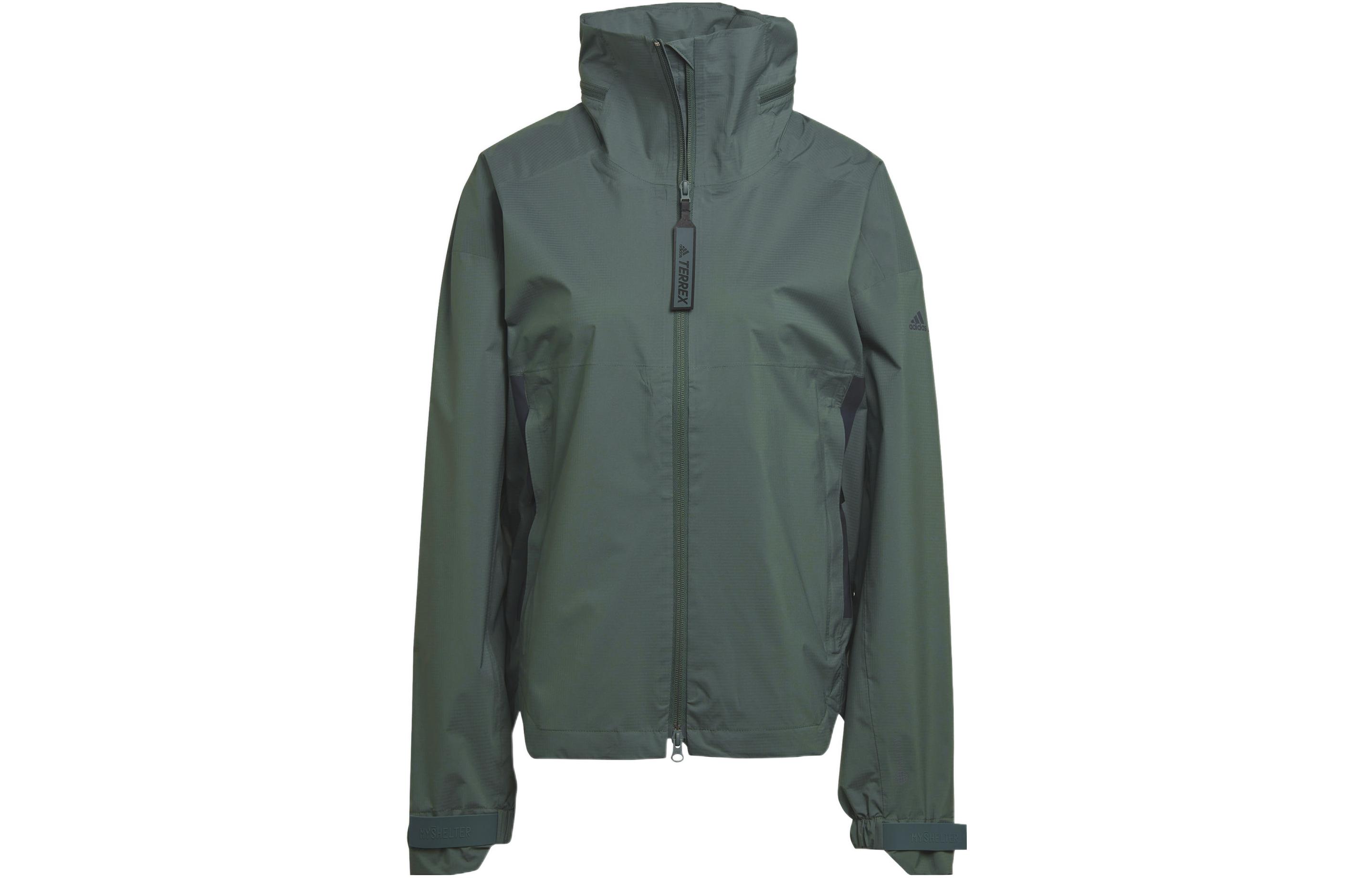 adidas Striped Logo Print Zip-Up Track Jacket Unisex Green HG6038