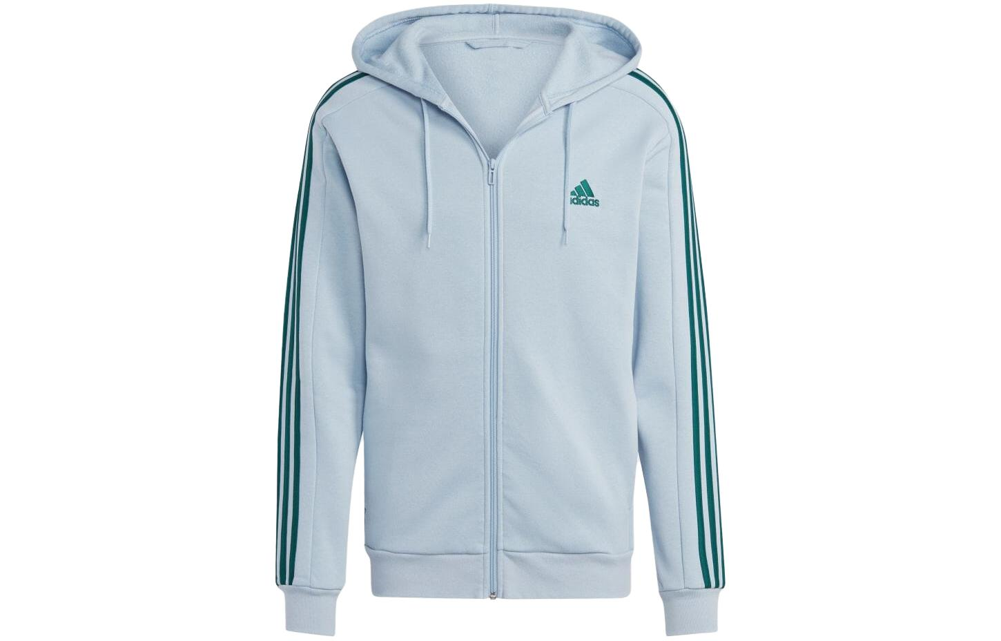 adidas Striped Logo Print Zip Hoodie Jacket Japan Edition Men’s Light Blue IJ8932-JAPAN