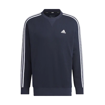 adidas Striped Logo Printed Crewneck Long Sleeve Sweatshirt Navy () JF3932