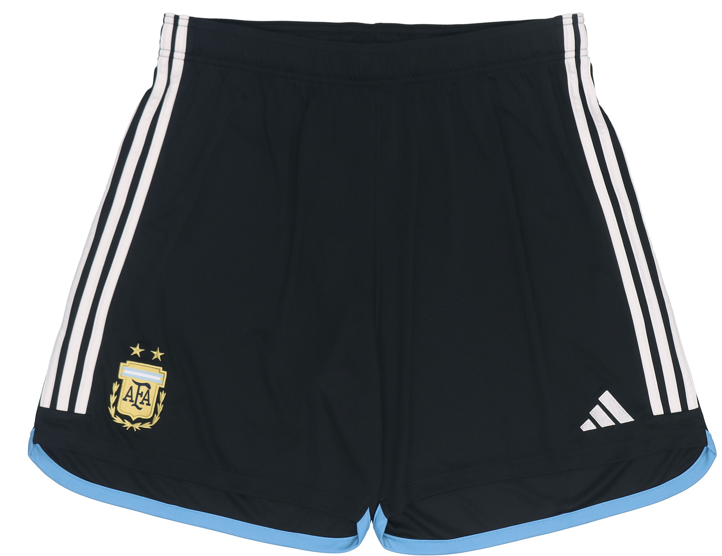 adidas Striped Logo Soccer Shorts Argentina Home Black. HB9216