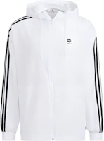 adidas Striped Logo Zip-Up Hoodie Jacket White HN8788 adidas Striped Logo Zip-Up Hoodie Jacket White HN8788