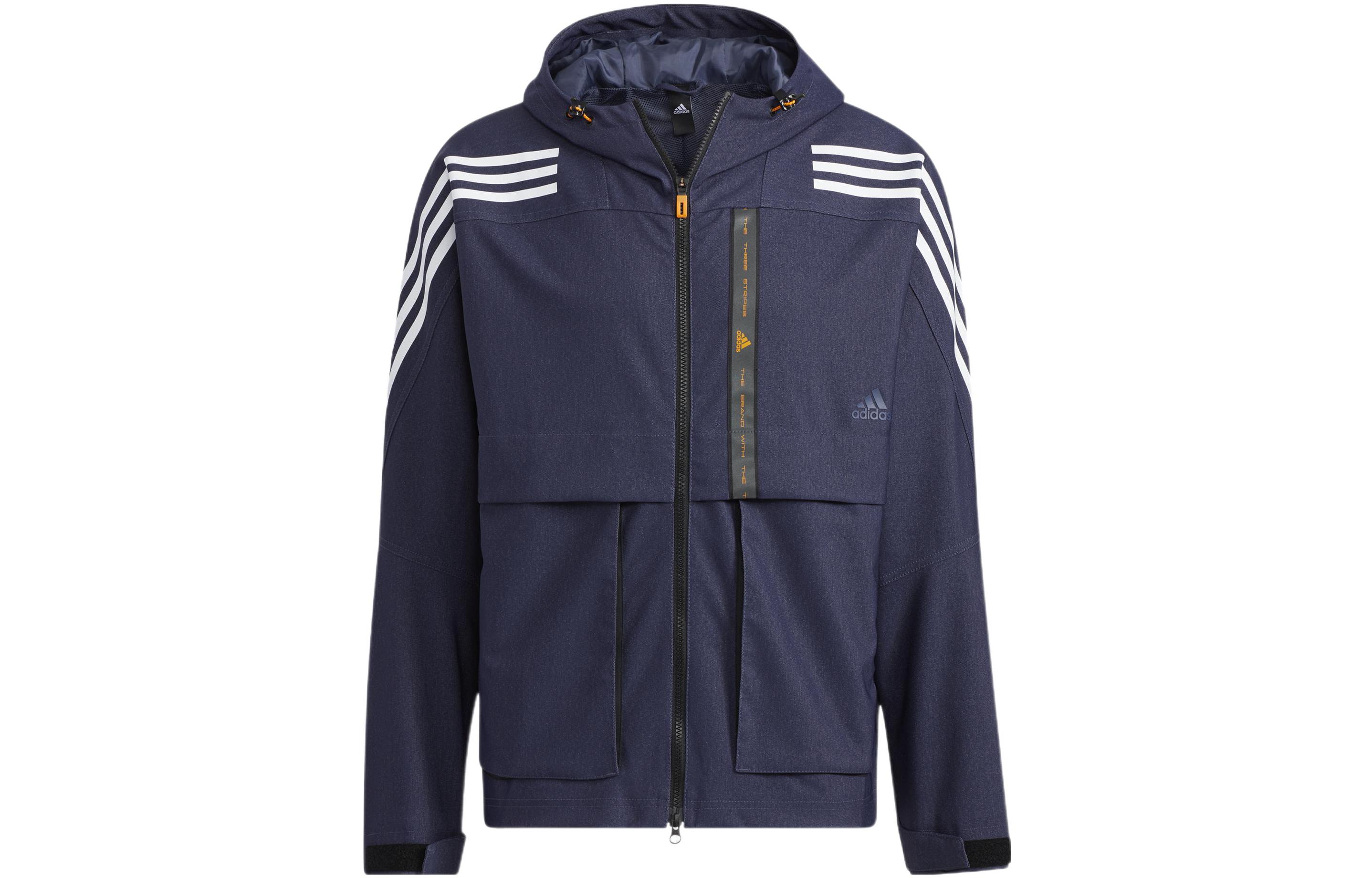 Order adidas Striped Navy Blue Hoodie Long Sleeve Jacket TH DNM WVJK HE9905