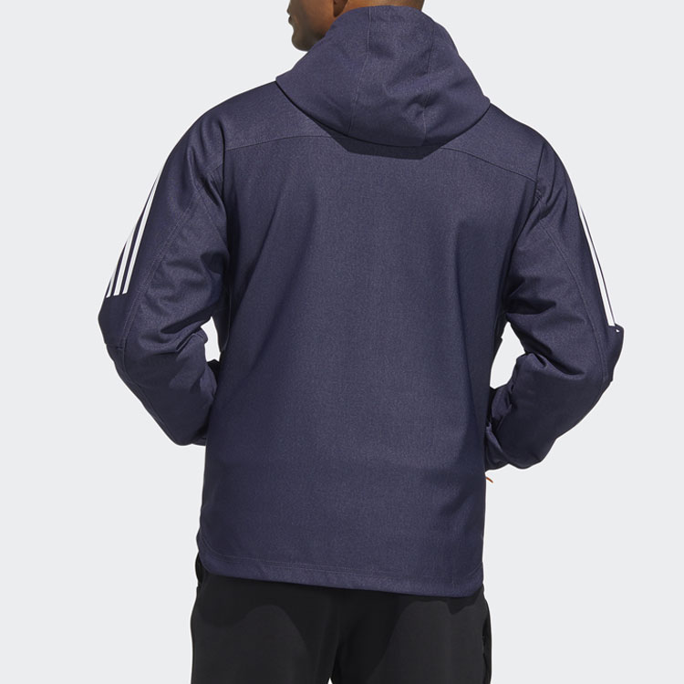 Shop adidas Striped Navy Blue Hoodie Long Sleeve Jacket TH DNM WVJK HE9905