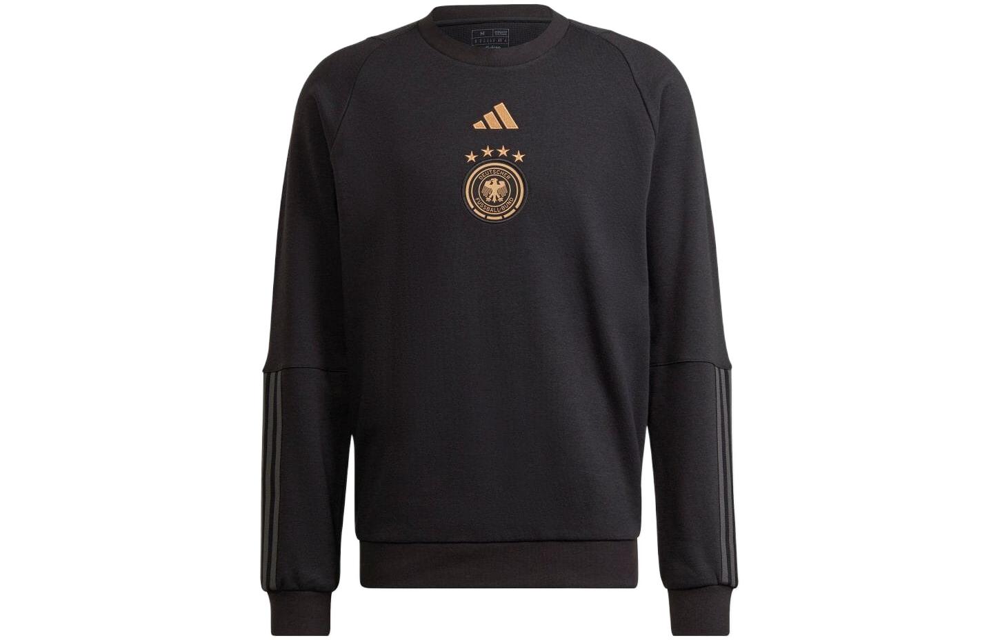 adidas Striped Print Crewneck Pullover Sweatshirt Black HF3981