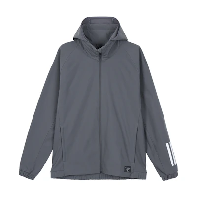 adidas Striped Print Hooded Jacket Grey H40881