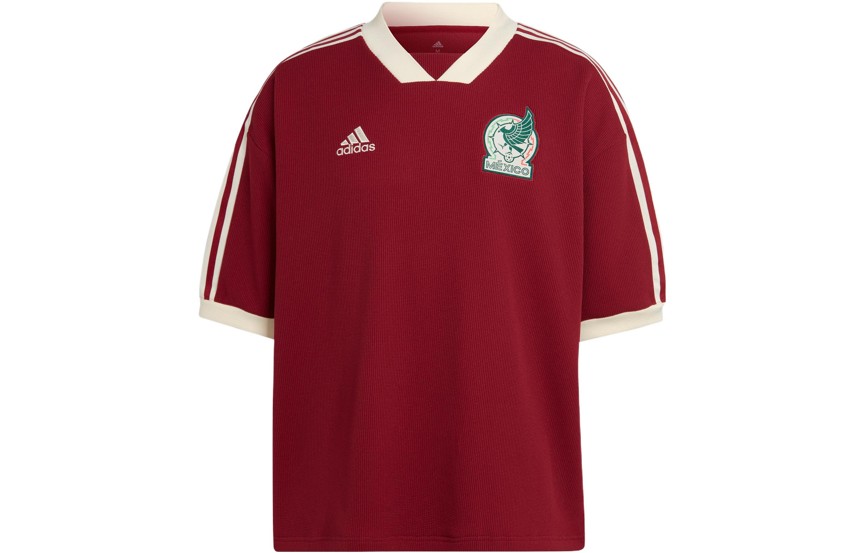 adidas Striped Print Soccer Jersey 22 Season Mexico Retro Red Jersey HF1445