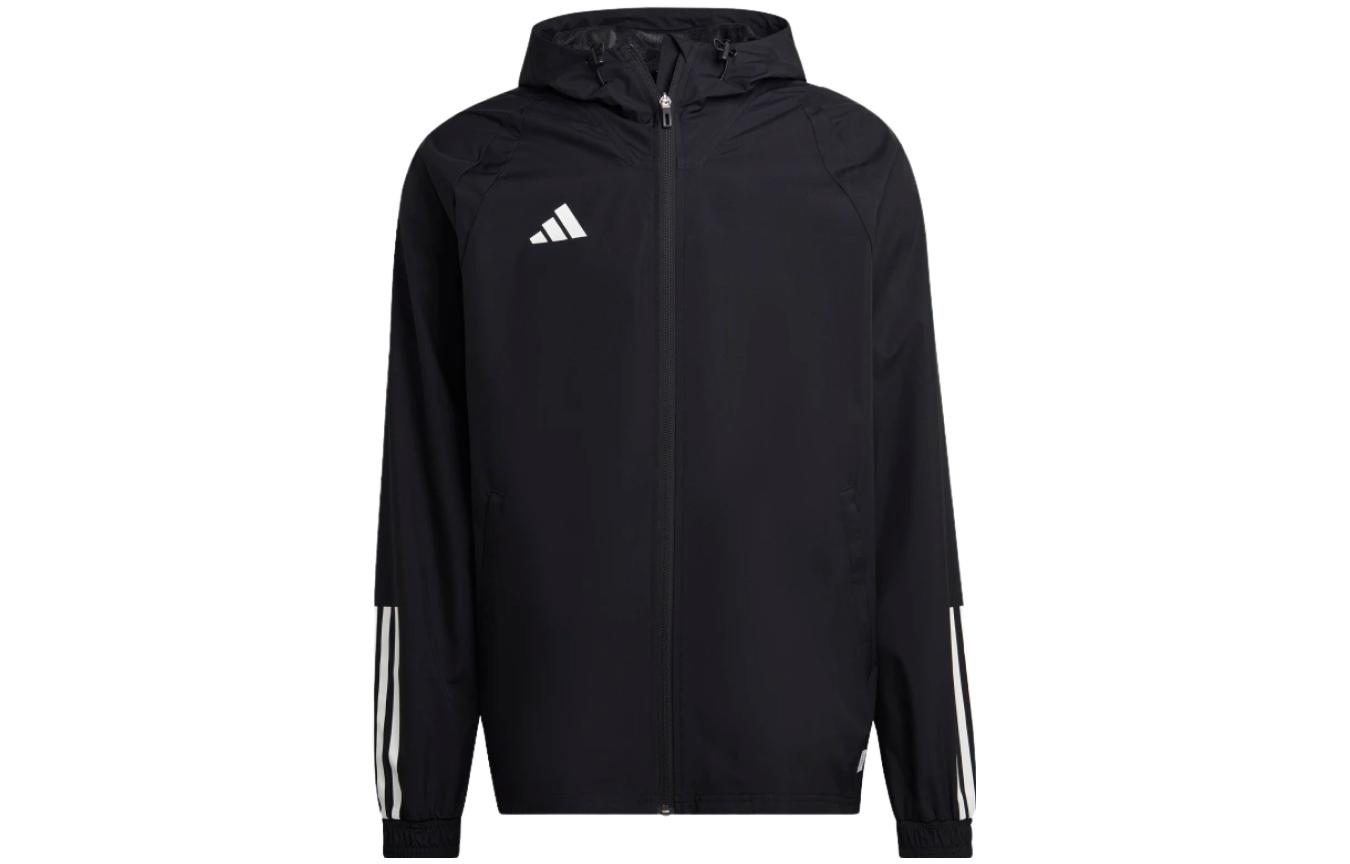 adidas Striped Print Zip-Up Hoodie Jacket Black HK7656