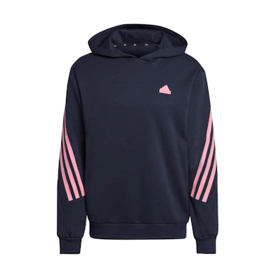 adidas Striped Trim Pullover Hoodie Dark Blue HY3397