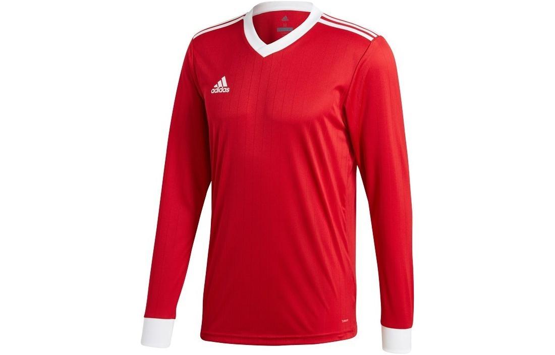 adidas Striped V-Neck Pullover Long Sleeve Sweatshirt Red CZ5456