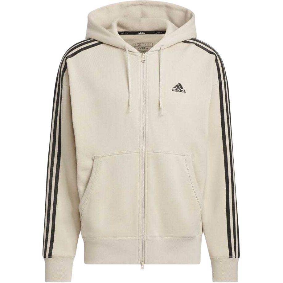 adidas Striped Zip-Up Hoodie Jacket Beige JF3993