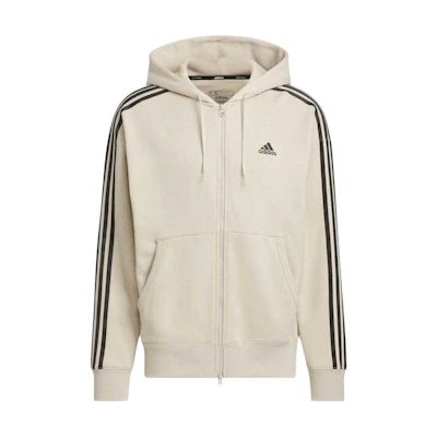 adidas Striped Zip-Up Hoodie Jacket Beige JF3993