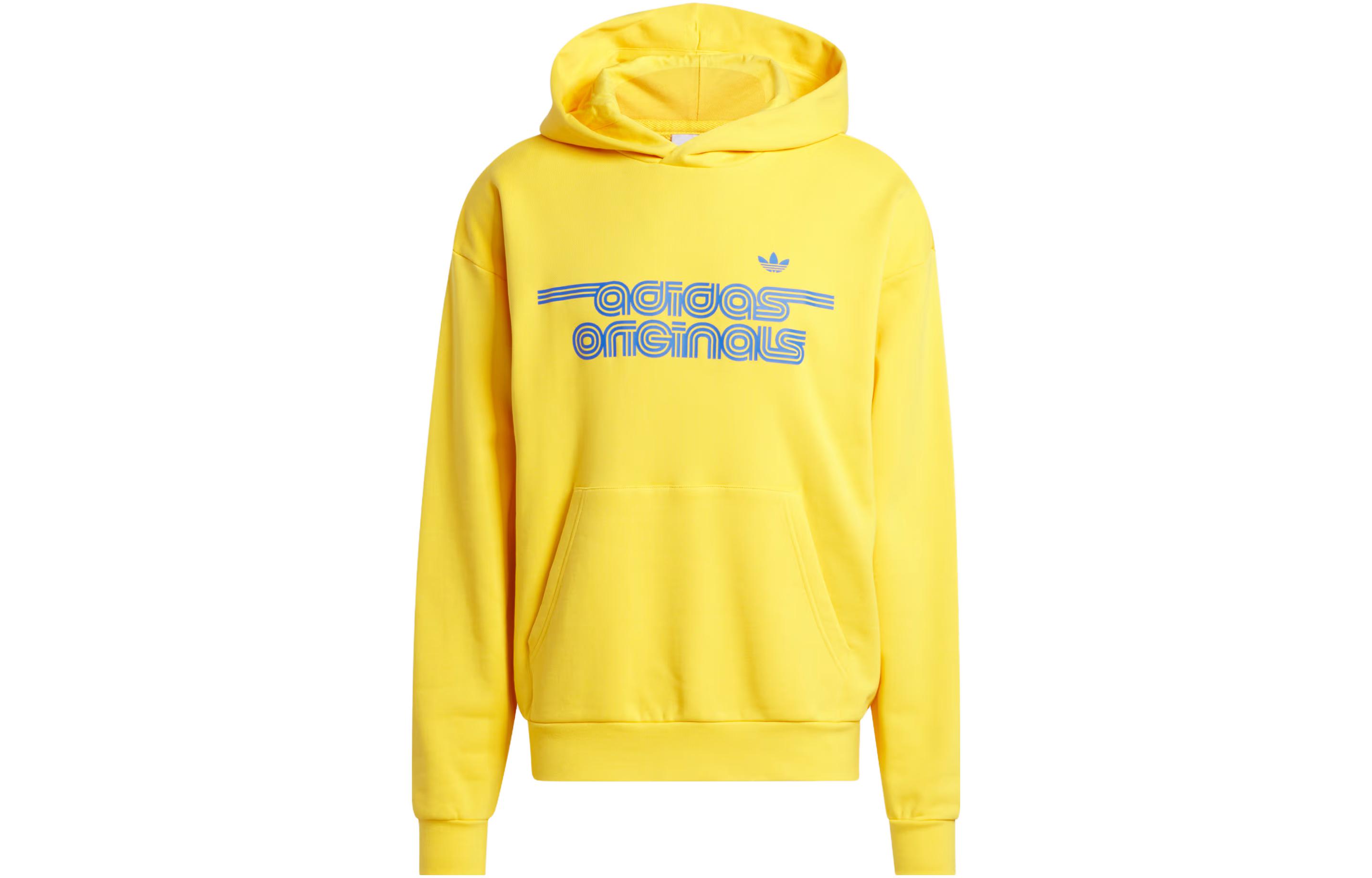 adidas Summer Camp Basketball Yellow Letter Print Loose Fit Hoodie Mens IK6146