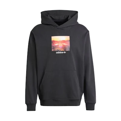 adidas Sunset Graphic Oversized Pullover Hoodie Black JF2861