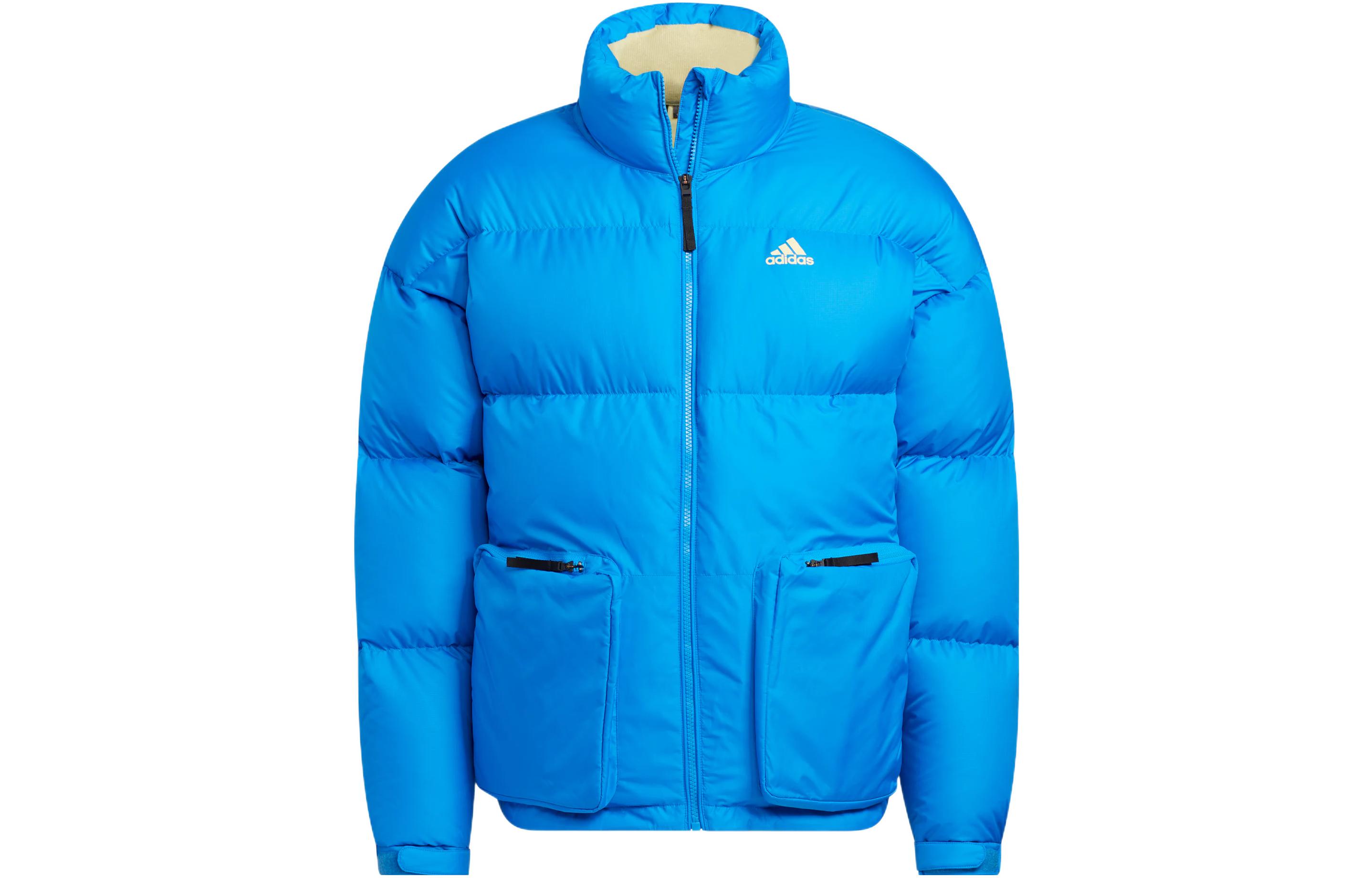 adidas Super Puffy Down Jacket Blue Unisex with Logo Print and Zipper HN2105