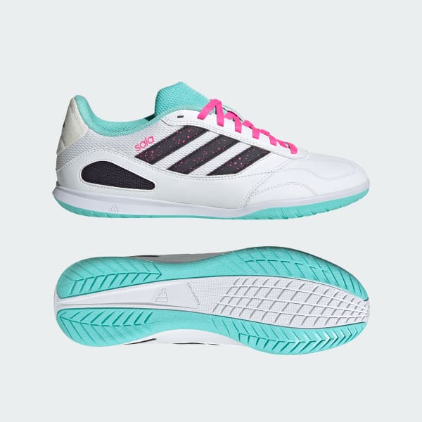 Adidas Super Sala Competition 3 Indoor Soccer Shoes Cloud White/Aurora Black/Flash Aqua JR5397