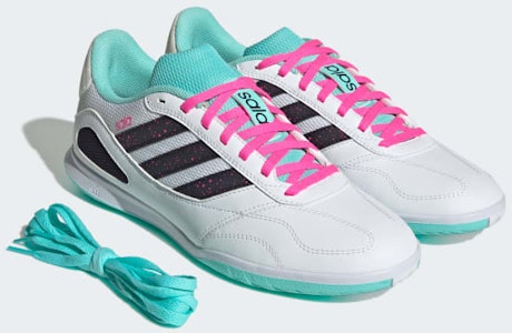 Adidas Super Sala Competition 3 Kasut Futsal Putih/Aurora Hitam/Flash Aqua JR5397 1