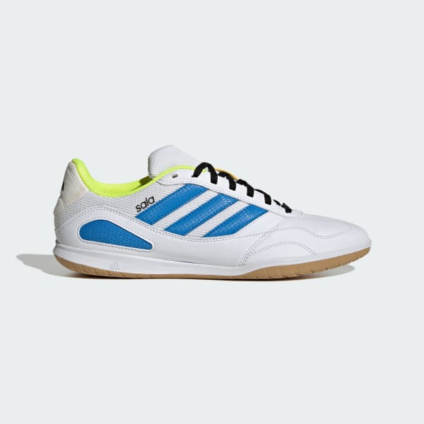 Order Adidas Super Sala Competition III Kasut Futsal Putih/Biru/Lucid/Solar Kuning. JP6988