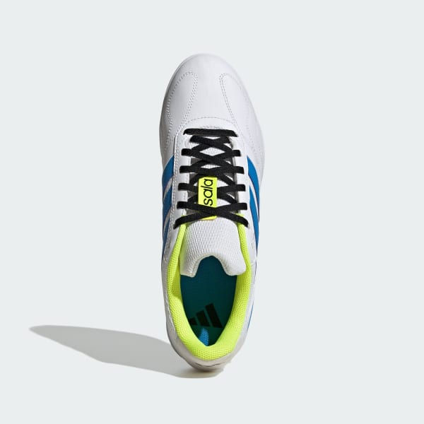 Lookbook Adidas Super Sala Competition III Kasut Futsal Putih/Biru/Lucid/Solar Kuning. JP6988