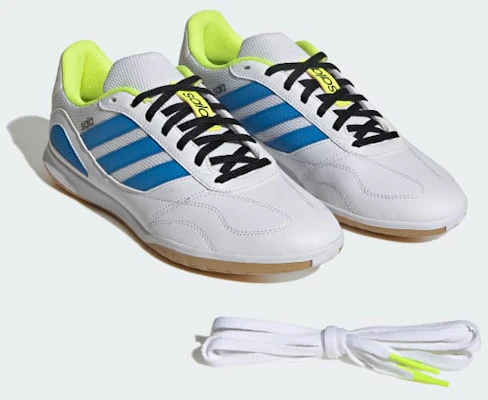 Adidas Super Sala Competition III Kasut Futsal Putih/Biru/Lucid/Solar Kuning. JP6988 1